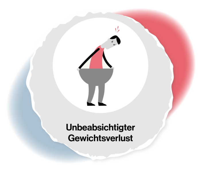 PV: Unbeabsichtigter Gewichtsverlust Grafik einer Person, deren Hose zu weit ist.