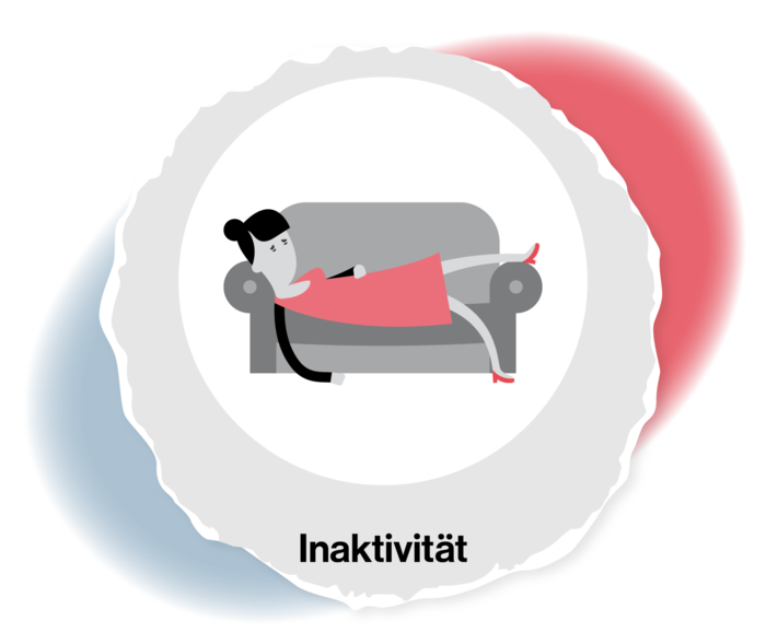 PV: Inaktivität Grafik einer Frau, die auf dem Sofa liegt.